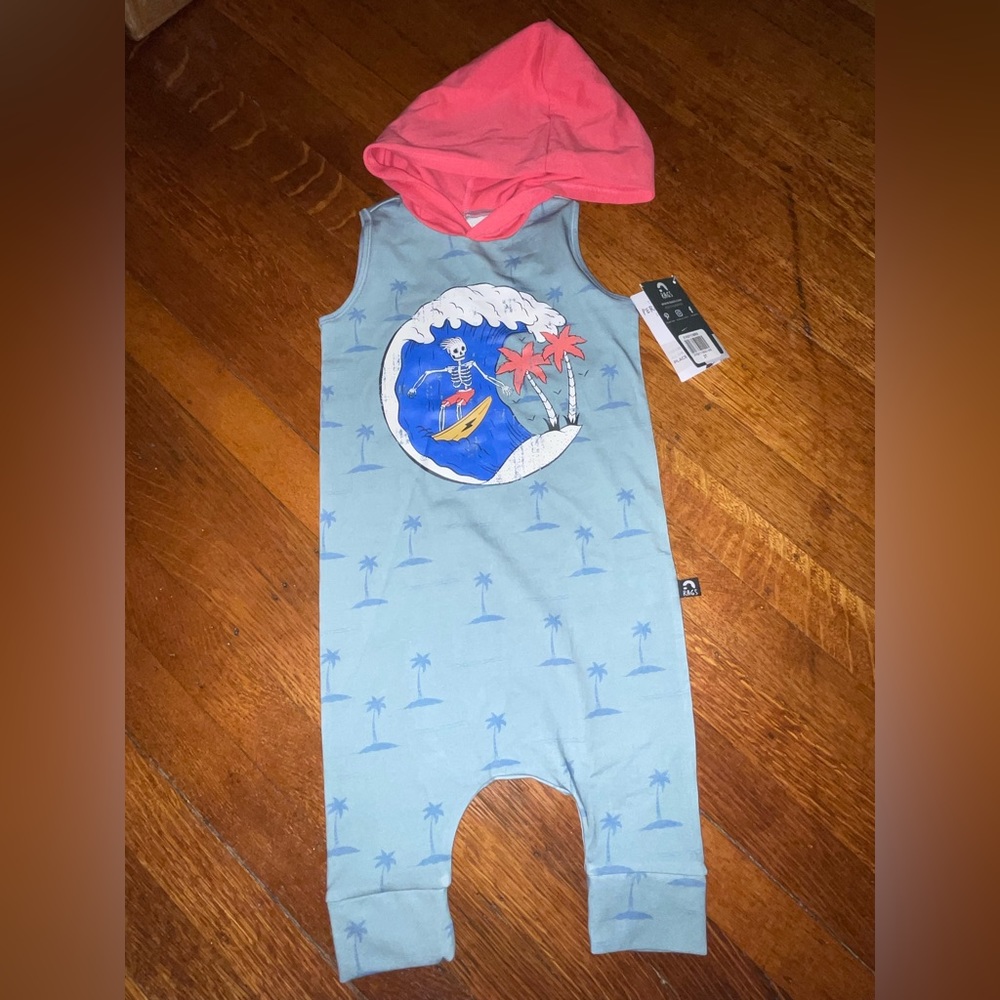 Rags to Raches surfing skeleton, retro 90s sleeveless romper jumpsuit nwt